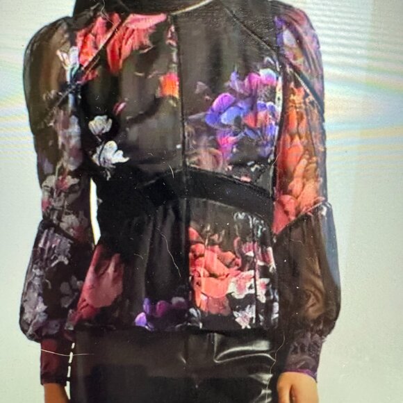 Ted Baker London Tops - NWT! Ted Baker London Black Floral Ladder Trim Velvet Top Size 1 (US 4)